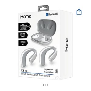 Bytech iHome XT 42 True Wireless Bluetooth In Ear Earbuds, White, HMAUBE238WT