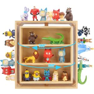 360 Rotating Double-Sided for Tonies Figures Storage Shelf, Holds for 4050 Toniesbox Characters, Wooden Organizer Shelf for Tonie Box Multiple Iron Plates Magnetic Side