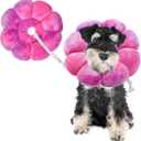 Flower Cat Cone, Cat Cone Collar Dog Cone Soft Recovery E-Collar Dog Elizabethan Collar for Dogs and Cats to Stop Licking (Rose Purple, L)