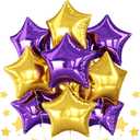 Purple Gold Star Foil Balloons, 10PCS Foil Stars Shape Balloons, 18 Inch Metallic Purple and Gold Stars Balloon Pentagram for Helium for Birthday, Carnival, New Years, Graduation Party Decorations
