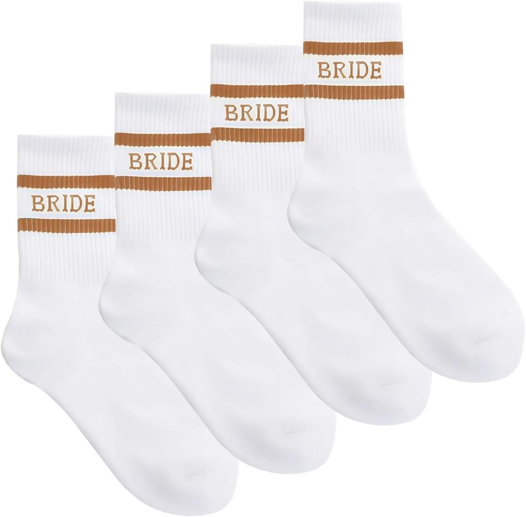 2 Pairs Bride Socks For Wedding Day,Stylish Cotton Bride To Be Socks Women,Bachelorette Party Favor,Bridesmaid Gift (White)