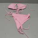 Bikinis Swimsuit Set for Women Swimwear Triangle Bathing Suit Tie String Thong (Medium, Pink-2)