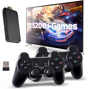 Retro Game Console, Retro Gaming Console, Wireless Retro Game Console, Plug & Play Video TV with 25200+ Built-in Games, 4K HDMI Output, and 2.4GHz Wireless Controller, 9 Classic Emulators (Black)