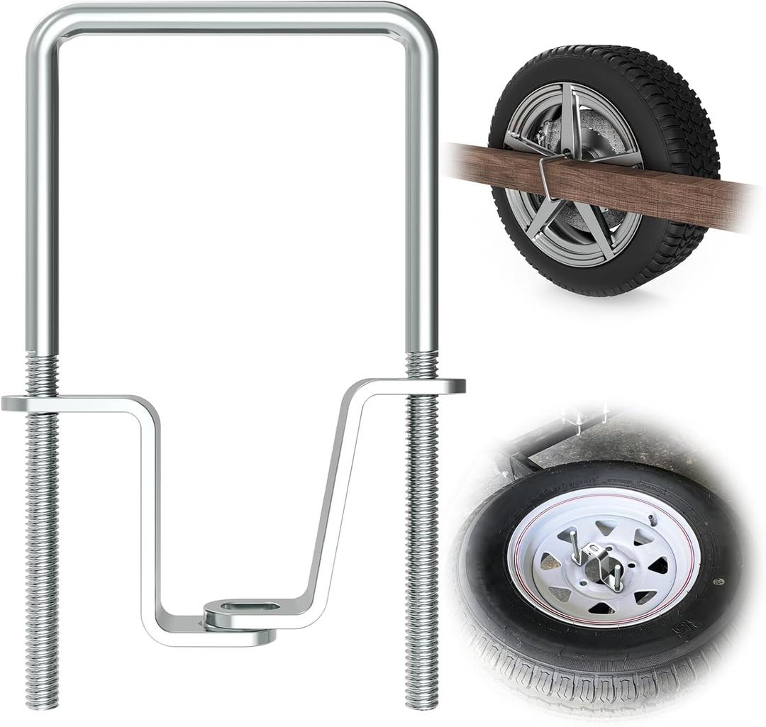 U-Bolt Style Tire Carrier, Trailer Spare Tire Mount Bracket, Trailer Tongue or Frame Mount, Fits 4 or 5 Lug Hole Rims, Holds 8-15 Inch