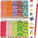 Kosiz 200 Pcs natural HB Pencils for Kids with Fruit Pattern Assortment Colorful Rainbow Pencils Bulk 10 Fruit Style Pre Sharpened Wooden Pencil with Eraser for School Student Party Favors Reward