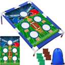 Gemscream Football Bean Bag Toss Games with 6 Bean Bags Portable PVC Framed Cornhole Game Set for Family Holiday Birthday Party