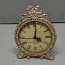 Funly mee Vintage Pewter Table Clock with Antique Golden BowPlexiglass Shell