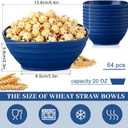 Gejoy 64 Pcs Unbreakable Cereal Reusable Wheat Straw Lightweight Bowls Microwave and Dishwasher Safe Soup Fiber Bowls for Kitchen Serving Salad Rice Snacks (Blue)