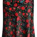 Keasmto Leopard Skirt for Women Midi Length High Waist Silk Satin Elasticized Cheetah Casual Ladies Skirts (XL, Floral)