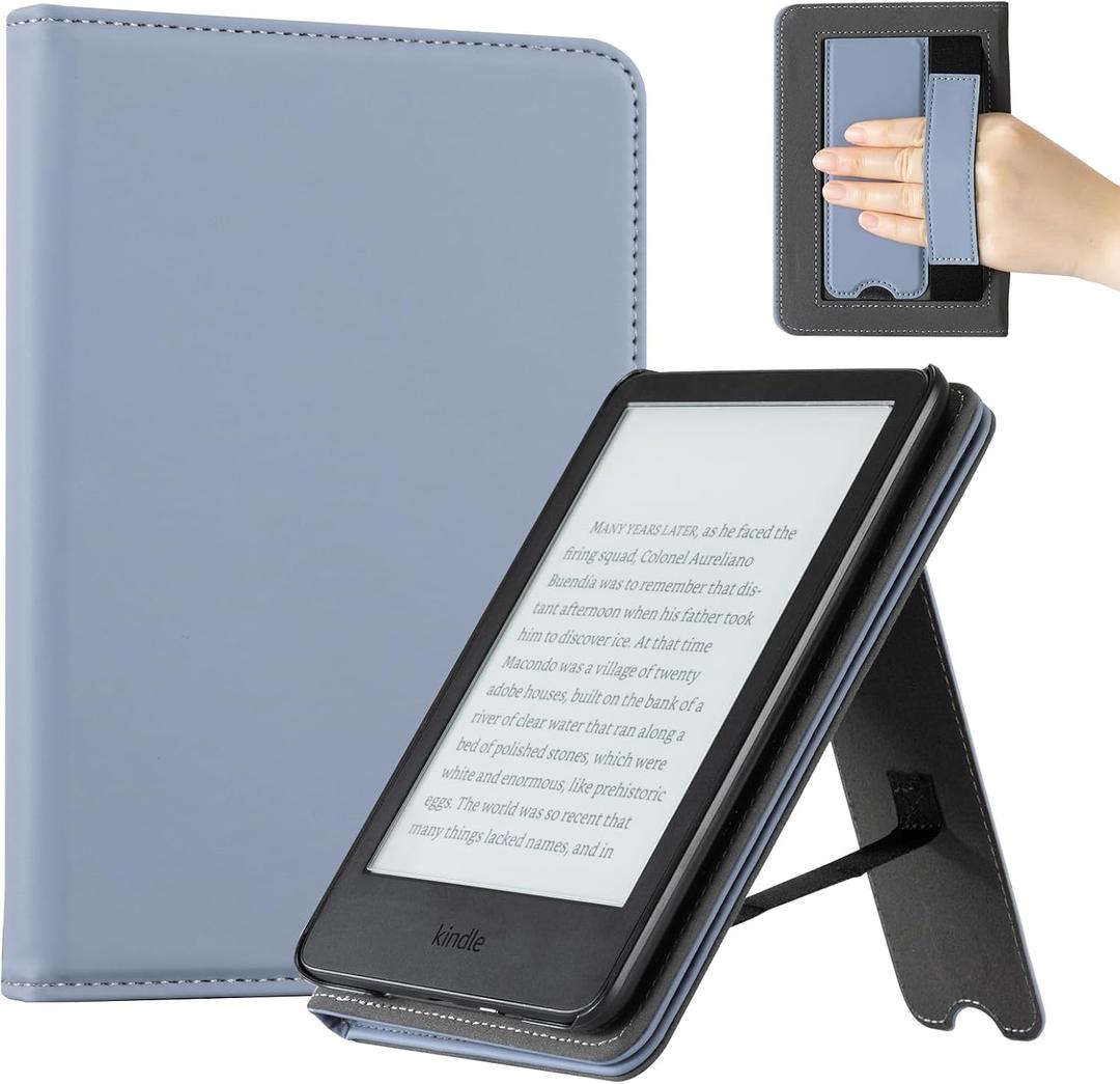 CoBak Case for 6" E-Reader - PU Leather Smart Cover with Auto Sleep/Wake & Hand Strap, not Compatible with Kobo Clara,Purple Skin