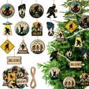 36 Pcs Bigfoot Sasquatch Ornament Gifts for Christmas Tree Hanging Double-Sided Printing Wooden Funny Bigfoot Supernatural Decor for Xmas Tree Home Decoration Lover
