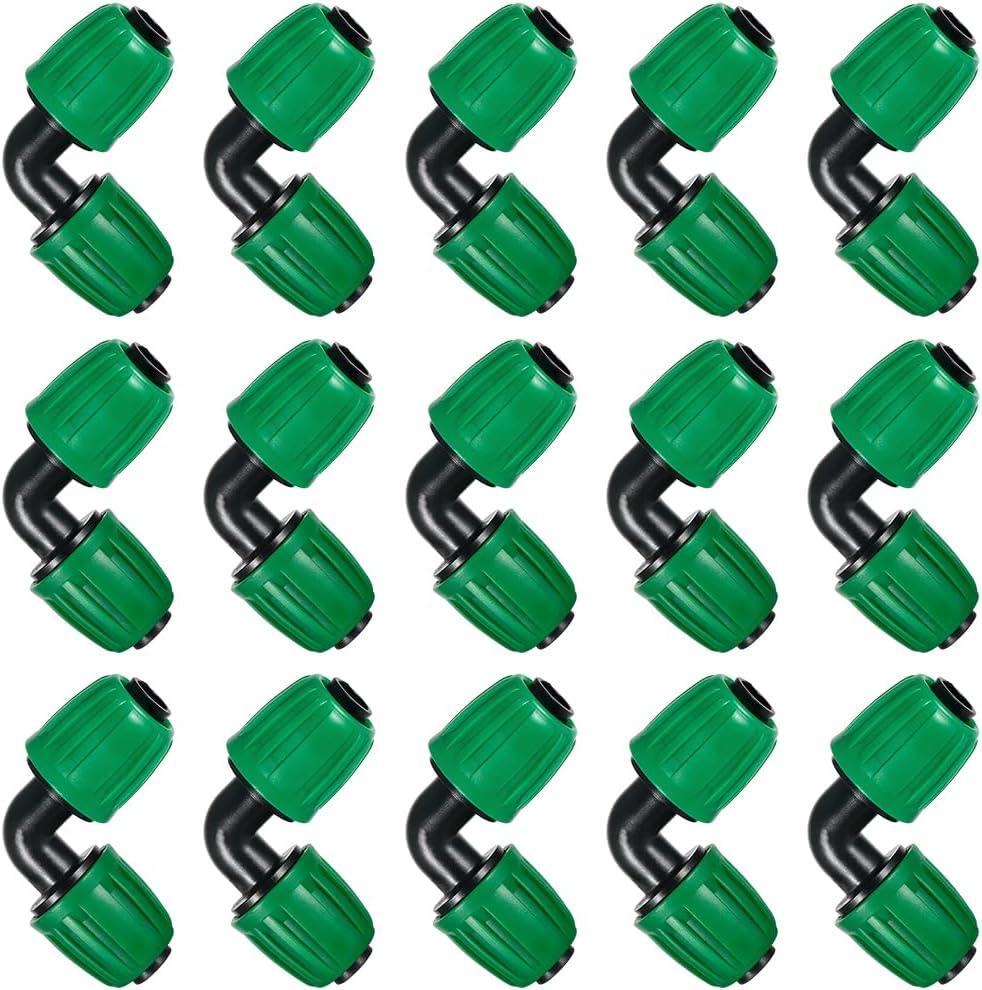 15 Pcs 1/2 Inch Drip Irrigation Elbow Fittings(1/2" ID x 0.640" OD), 90 Degree Drip Lock Barbed Nut Hose Elbow Connectors for 1/2 Drip Irrigation Tubing Connection Parts for Garden Watering System