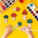 60PCS Unfinished Wooden Mushroom, 6 Sizes of Natural Mini Wood Mushrooms for Arts and Crafts Projects Decoration, DIY Paint Color