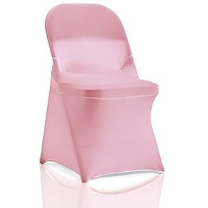 bricia 12 PCS Dusty Pink Stretch Spandex Folding Chair Slipcovers, Dining Room Chair Covers Stretch Chair Slipcovers Protector for Wedding, Banquet, and Party