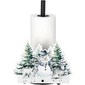 Yookeer Christmas Paper Towel Holder Deer Tree Snowflakes Towels Paper Holder for Kitchen Countertop Bathroom Home Farmhouse Winter Replaceable Xmas Tree Decor Indoor