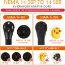 Tellegloww 25FT NEMA 14-30P to 14-50R EV Charger Adapter Cord 30 Amp 4 Prong Dryer to 50 Amp EV for Level 2 Charging, Only for 4 Prong New Dryer Outlet, STW 10 AWG/4C, ETL Listed