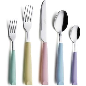 ANNOVA Silverware Set Stainless Steel Colorful Handle Tableware Kitchen Flatware Set Utensils, Includes Dinner Knives, Forks, Spoons, Salad Forks & Dessert Spoons (Pastel Mix, 20 Pieces) (Large)