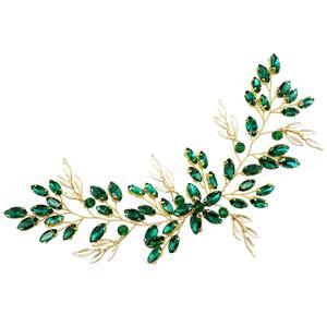 BETITETO Green Bridal Hair Vine Crystal Headpieces Hair Piece Accessories for Wedding Women Party