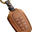 EASYANT for Toyota Tundra Leather Key Fob Cover, Key Fob Case for Toyota Tundra Sequoia Sienna 2021-2024 Smart Key Shell Brown