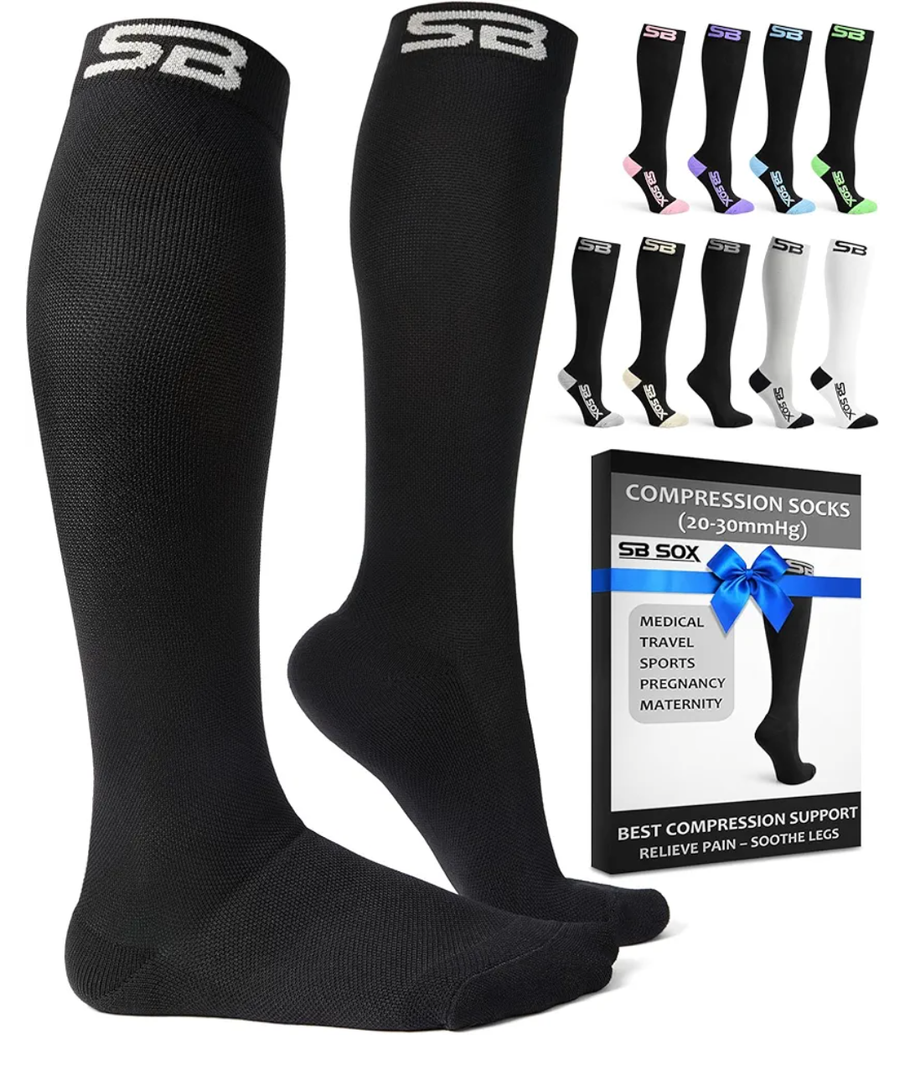 SB SOX Compression Socks for Men & Women (20-30 mmHg) - Best Support Stockings for Travel, Medical, and Sports - Perfect for Everyday Wear