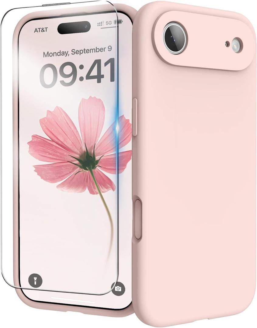 for iPhone Air Case, Liquid Silicone Cover with Camera Protection Anti-Scratch Soft Microfiber Lining Shockproof Protective Phone Case for iPhone Air 6.5", Chalk Pink