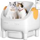 Thereye Self Cleaning Cat Litter Box, Open-Top Automatic Litter Box with Smart App and Safety Sensors, Large Auto Litter Box for Multiple Cats, 10L Waste Bin with Odor Control, Includes Bag (Yellow)