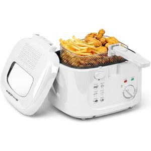 KEINVE 2.5L Electric Deep Fryer with Basket for Home Use, White
