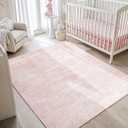 LIANLAM Washable Rug 6x9 Area Rugs for Living Room - Stain Resistant Non-Slip Backing Boho Rug for Bedroom, Durable & Ultra-Thin Vintage Large Area Rug (6x9,Pink)