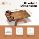 ZenStorage Acacia Wood Couch Arm Table Tray with Charcuterie Board with Phone Holder, Cup Slot & Folding for Wide/Narrow Recliners, Snack Table for Small Spaces TV Entertaining (Natural Wood)