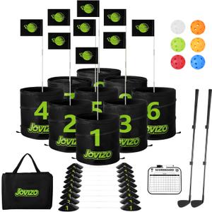 Golf Chipping Game with 2 Retractable Clubs & 9 Holes, Portable Golf Set for Adults Kids, Outdoor Indoor Sports Practice Toy Gift for Family Play Yard, Backyard, Lawn, Beach