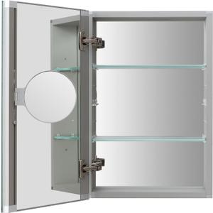 Ladeed Medicine Cabinet Mirror 16 x 20 Inch, Movable 3X Magnifying Mirror, Recessed Medicine Cabinet, Adjustable Shelves, 170°Hinges, Silver Finish, Bathroom