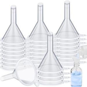 Hoolerry 100 pcs Small Funnel for Filling Small Bottles Clear Plastic Mini Funnels for Lab Bottles Essential Oils Sand Art Bottles Skin Products Perfumes Spices(1.22 '')
