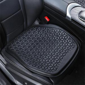 Thin Gel Seat Cushion for Car Seat, Office Chair, Wheelchair, Golf Cart - Non-Slip Car Seat Cushions with 0.7 Inch Gel - Sciatica & Coccyx Pain Relief (Leather, Black)