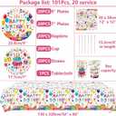 Happy Birthday Party Supplies - Colorful Polka Dots Party Tableware - Dinner Plates Desserts Plates Cups Napkins Tablecover Straws for Rainbow Dots Kids Baby Shower Supplies, Serves 20