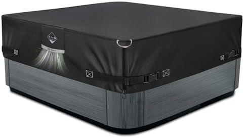 1000N Tearing Strength Hot Tub Cover Protector 96 x 96 inch fits 95 x 95, 94 x 94, 93 x 93 or 92 x 92 inch Square SPA, Hot Tub Covers Replacement-Black