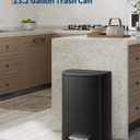 Garvee 13 gal / 50 L Metal Kitchen Trash Can with Lid, Large Rustproof Garbage Can for Kitchen, Step-on Trash Bin with Inner Bucket, Rear Handle, Soft Close Lid, Black