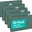 HERKKA Extra Capacity Hanging File Folders, 30 Pack Reinforced Legal Size Hanging Folders with Heavy Duty 1 Inch Expansion, Designed for Bulky Files, Medical Charts, Green