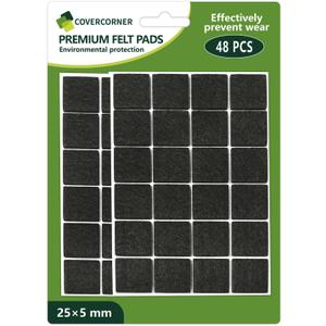 Felt Furniture Pads for Hardwood Floors 48 PCS, Furniture Pads, Floor Protectors for Hardwood Floors, Felt Pads for Furniture, Square, Black