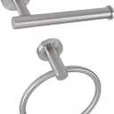 NearMoon 2 Pieces Bathroom Hardware Accessories, Towel Ring and Toilet Paper Holder- Stainless Steel Bath Towel Hanger and Hand Towel Holder, Wall Mounted (Brushed Nickel)