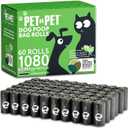Pet N Pet 1080 Counts Black Poop Bags for Dogs, 41% Plant Based & 59% PE Extra Thick Dog Poop Bags Rolls, 9" x 13", Unscented Pet Waste Bag