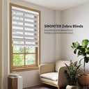 SMONTER Cordless Zebra Blinds for Windows Zebra Roller Shades with Metal Valance Free Stop Dual Layer Sheer Blinds Day Night Privacy Light Filtering, W19 x H72, Light Grey