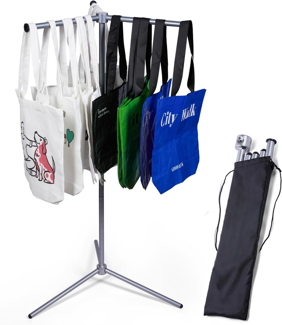 Metal Bag Rack Stand, Tote Bag Display Stand for Vendors, Portable Handbag Holder for Market Booth, Craft Fairs, Trade Show, Retail Stores