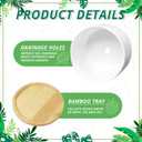 Funny Magical Cat Ceramic Succulent Cactus Flower Plant Pots with Bamboo Tray, 3.5 Inches Window Garden Cute Cat Planter Pot for Home Desk Decor Planter (No Plants)