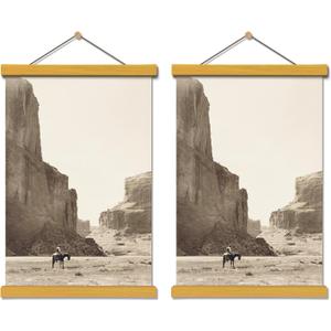 Wooden Magnetic Poster Hangers 2-Pack, 24-Inch Artwork Display, Large Poster Hanging Design for Posters and Art Prints