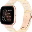 Wearlizer Resin Band Compatible with Fitbit Versa/Versa 2 /Versa Lite/Versa SE Bands for Women Men Lightweight Bracelet Replacement Wristband Strap for Versa 2 Smartwatch, White