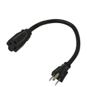 1FT Short Extension Cord, Flat Head Extension Cord Indoor with 3 Prong, Low Profile Power Cable SJT 14 AWG Flexible Power Cord for Home Kitchen, ETL Listed, 2 Pack