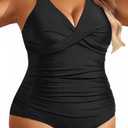 Yonique Plus Size Swimsuit One Piece Bathing Suits for Women Tummy Control Slimming Swimwear Solid Black 20 Plus