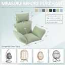 Egg Chair Cushion with 8 Securing Straps, Water-Repellent & Fade-Resistant Faux Linen, Removable Cover, Replacement Cushion for Most Single Outdoor Hanging Swing Egg Chairs Sage Green