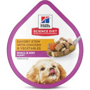 Hill's Science Diet Puppy Small & Mini Wet Dog Food, Chicken & Vegetables, 3.5 oz. Trays, 12-Pack (EXP 12/31/27)