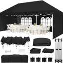 Eachbid 10x20 Pop Up Canopy Gazebo with 4 Removable Sidewalls, Windows, Carry Bag, Portable Waterproof Outdoor Tent, Commercial Instant Gazebo Tent for Patio/Outdoor/Wedding Parties and Events (Black)